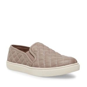Steve Madden Quilted Slip-On Sneakers - Taupe and Cream